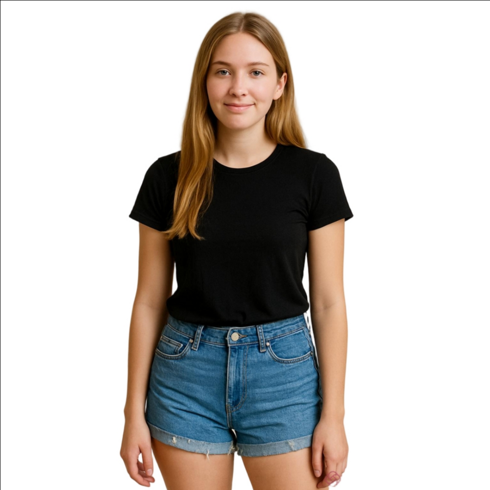 HOLLISTER Blue Whisker Light Wash Cut off Cuffed Jean Denim Micro Shorts Sz.28
